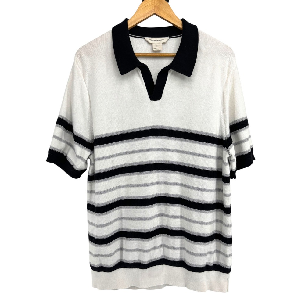 Frederik Andersen Copenhagen Knit Polo Sweater L Cotton Modal Short‎ Sleeve
